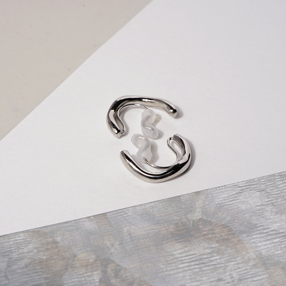 ステンレス ウェーブハーフフープ ノンホールピアス