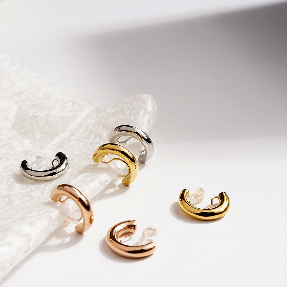 ステンレス プランプハーフフープ ノンホールピアス 痛くない イヤリング 金属アレルギー