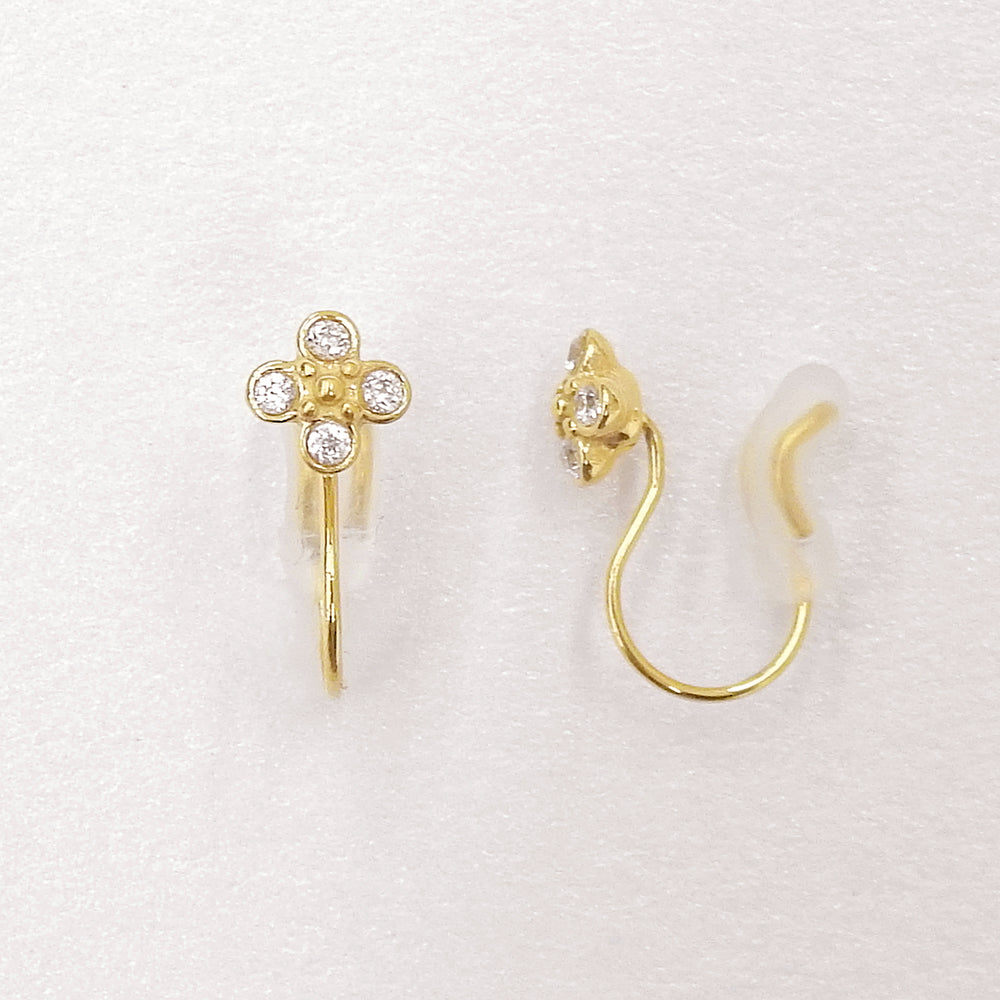 ステンレス フラワー ノンホールピアス イヤリング シリコン 痛くない 小ぶり かわいい 花 金属アレルギー対応 itam