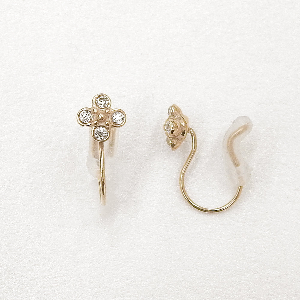 ステンレス フラワー ノンホールピアス イヤリング シリコン 痛くない 小ぶり かわいい 花 金属アレルギー対応 itam