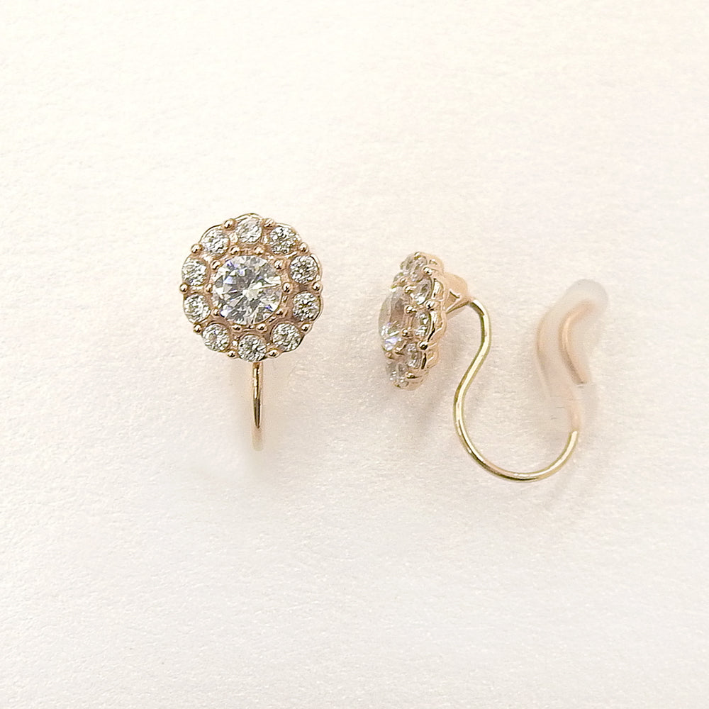 ステンレス パヴェ ノンホールピアス イヤリング シリコン 華やか 小ぶり 上品 フォーマル 金属アレルギー対応 itam