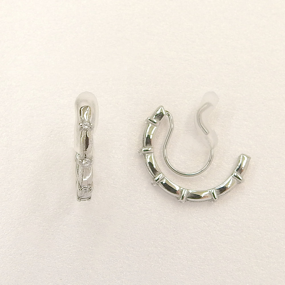 ステンレス ストーン ハーフフープノンホールピアス イヤリング シリコン 痛くない おしゃれ シンプル 金属アレルギー対応 itam