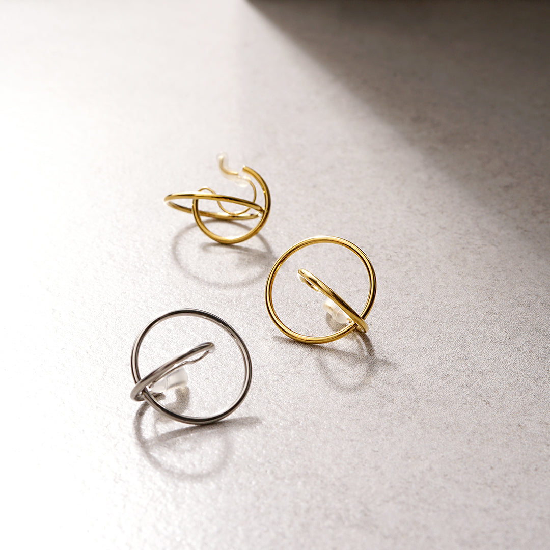 ステンレス リングデザイン ノンホールピアス イヤリング シリコン おしゃれ 抜け感 シンプル 金属アレルギー対応 itam