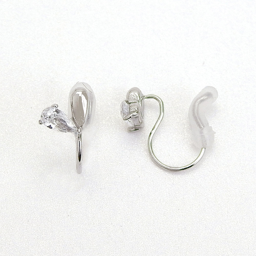 【NEW】【 金属アレルギー対応 】ステンレス ハート キュービックジルコニア ノンホールピアス