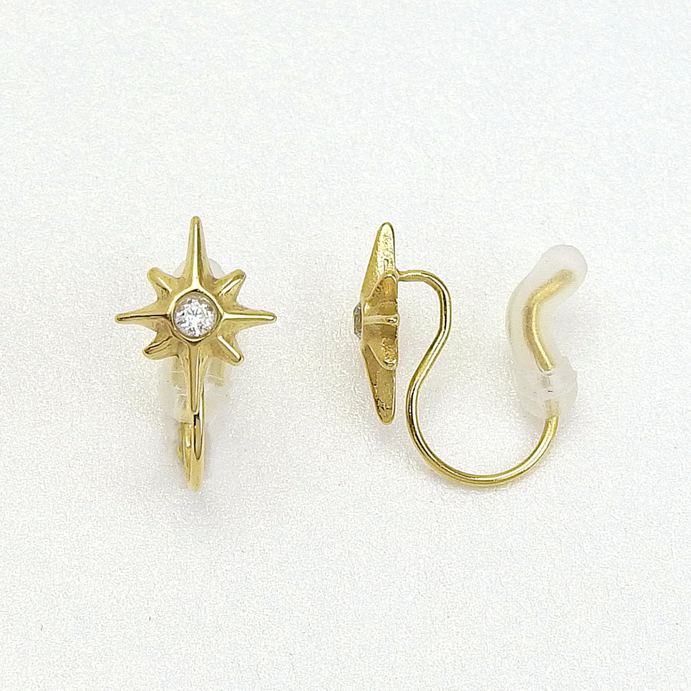 【NEW】【 金属アレルギー対応 】ステンレス トゥインクルスター ノンホールピアス
