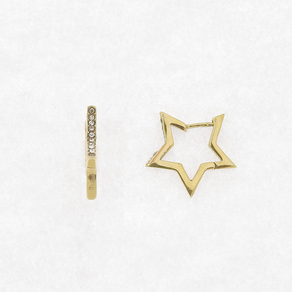 ステンレス スター フープピアス