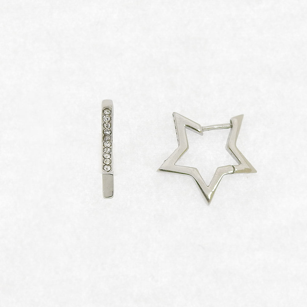 ステンレス スター フープピアス