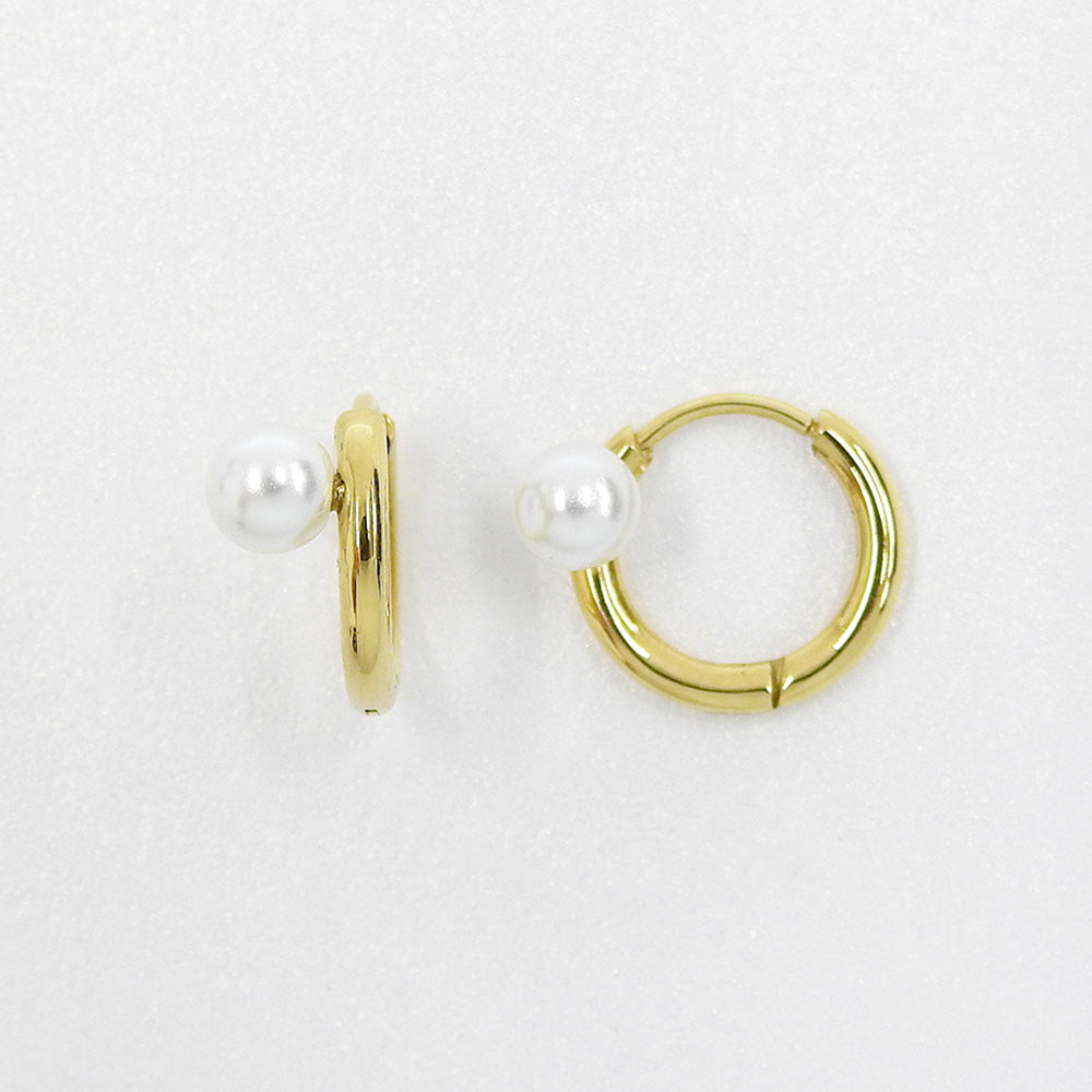 ステンレス パール フープ ピアス 金属アレルギー対応 itam