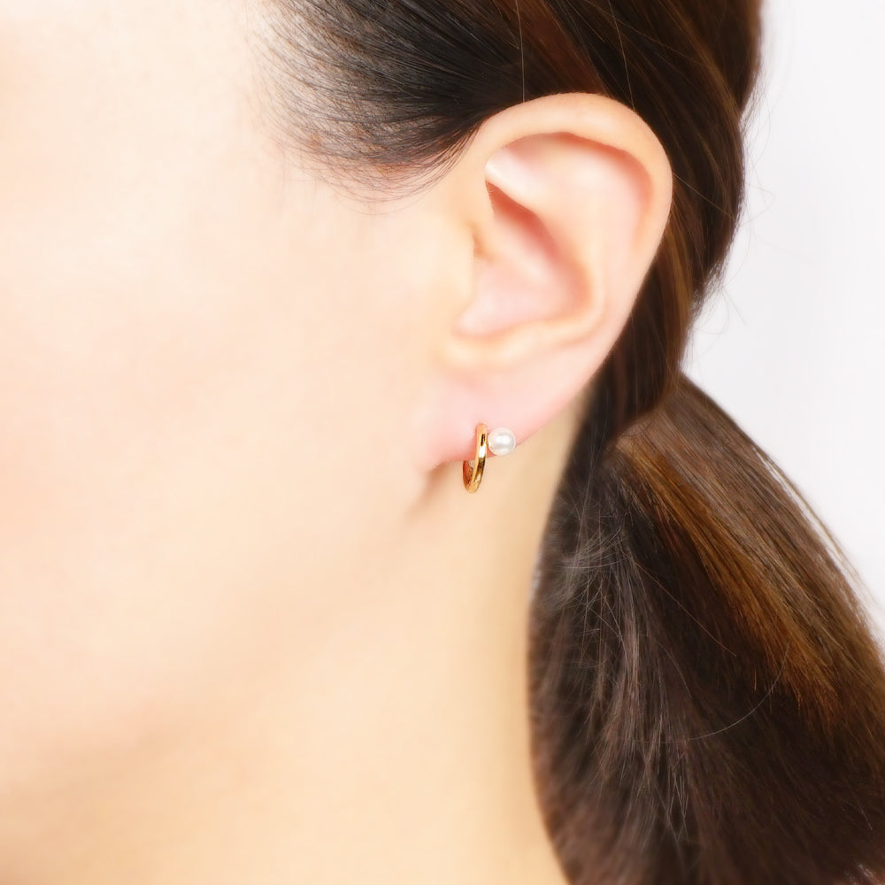 【NEW】ステンレス パール フープ ピアス