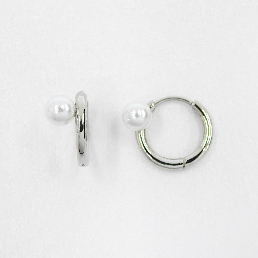 ステンレス パール フープ ピアス 金属アレルギー対応 itam