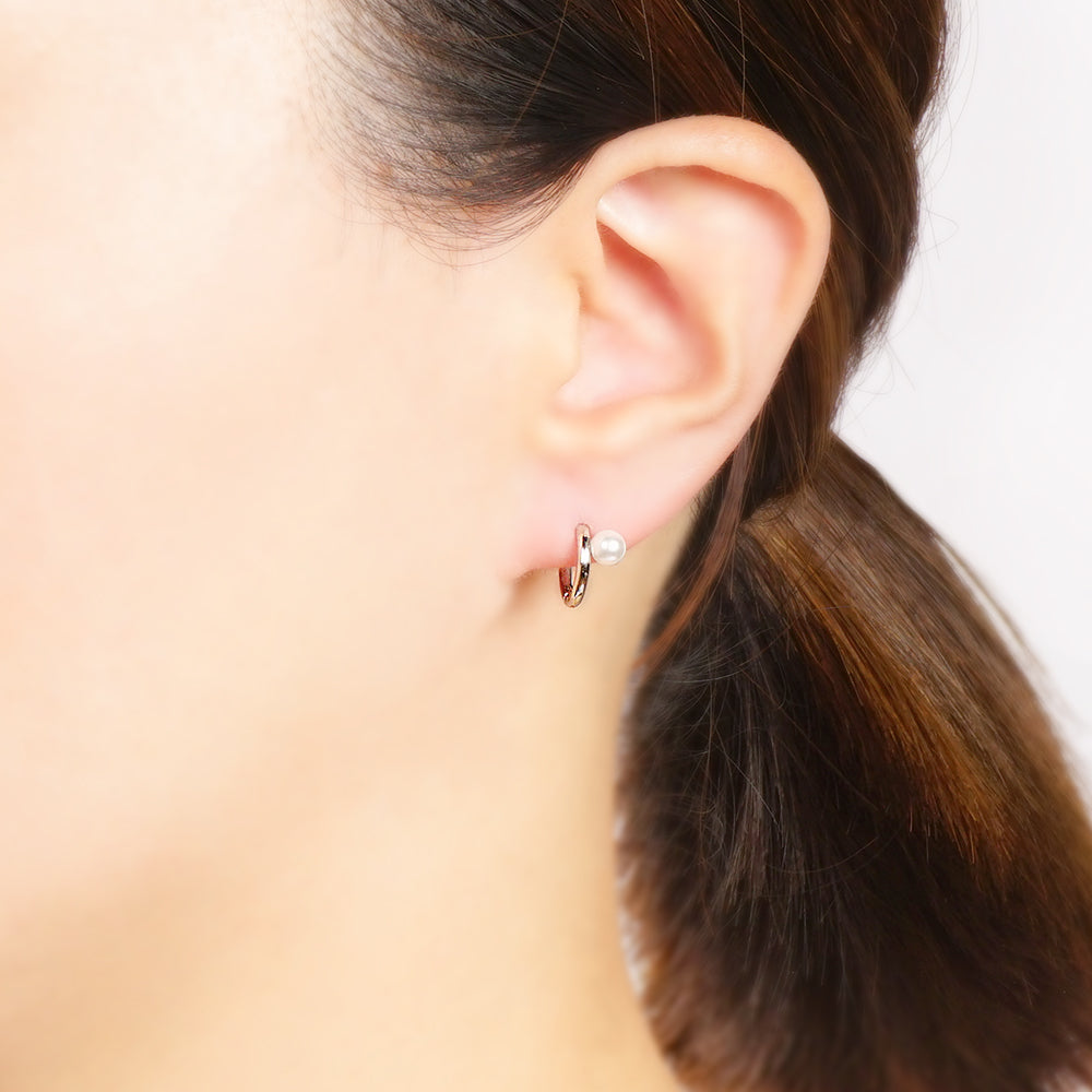【NEW】ステンレス パール フープ ピアス