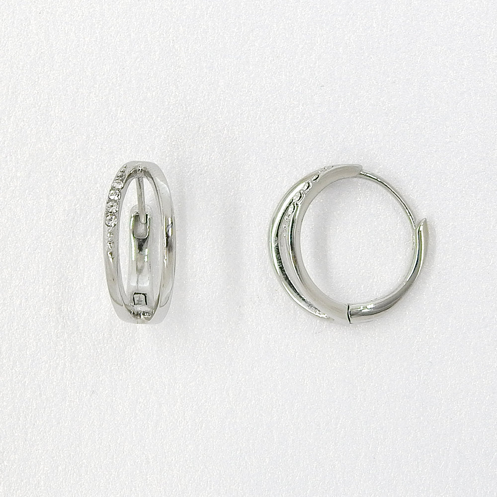 【NEW】【 金属アレルギー対応 】ステンレス キュービックジルコニア フープピアス