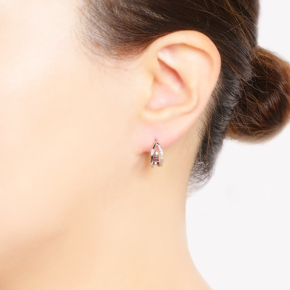 【NEW】【 金属アレルギー対応 】ステンレス キュービックジルコニア フープピアス