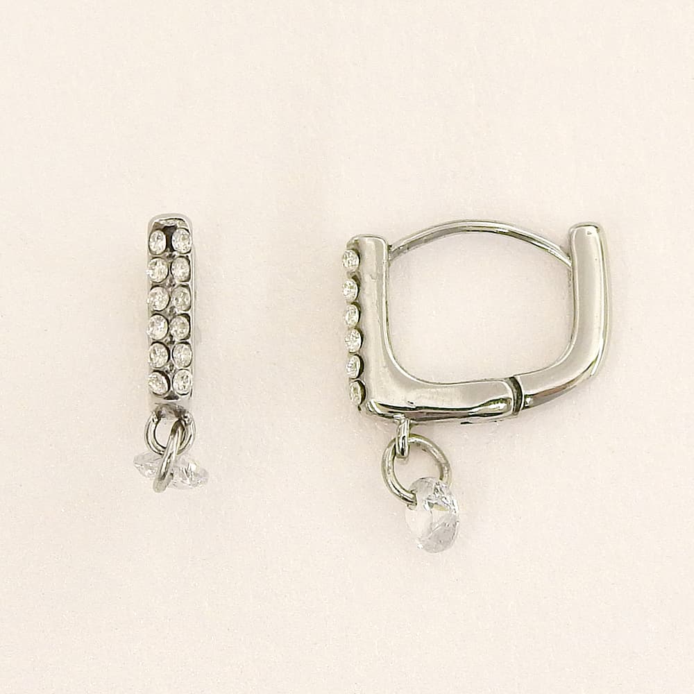 【NEW】【 金属アレルギー対応 】ステンレス キュービックジルコニアフープピアス