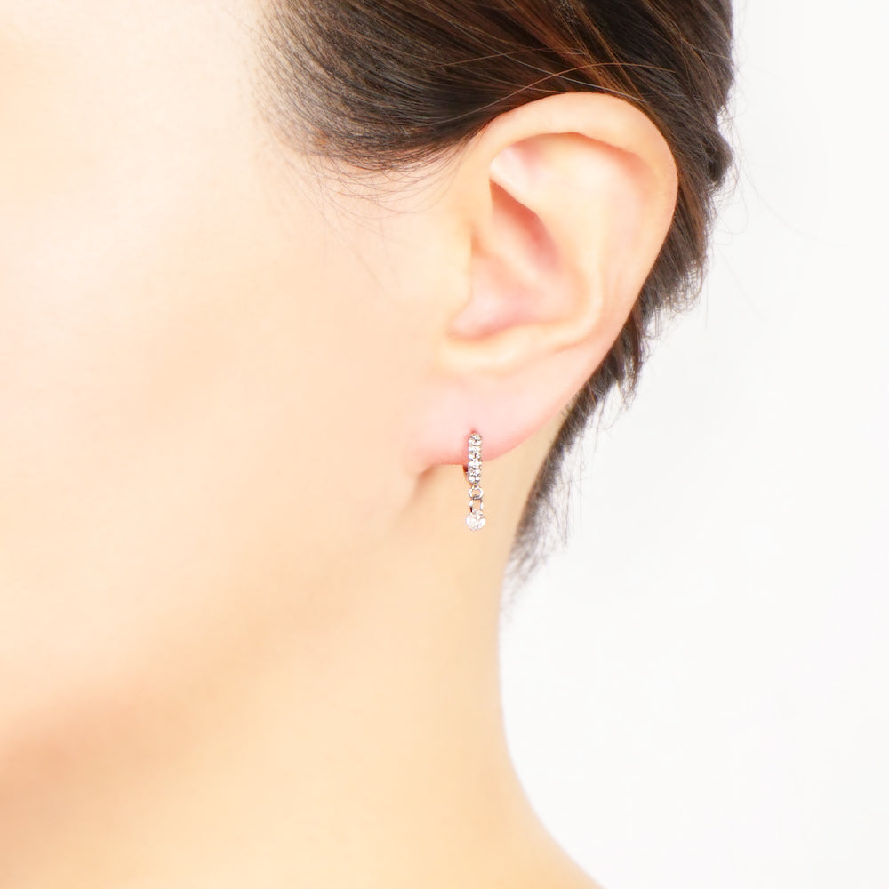 【NEW】【 金属アレルギー対応 】ステンレス キュービックジルコニアフープピアス