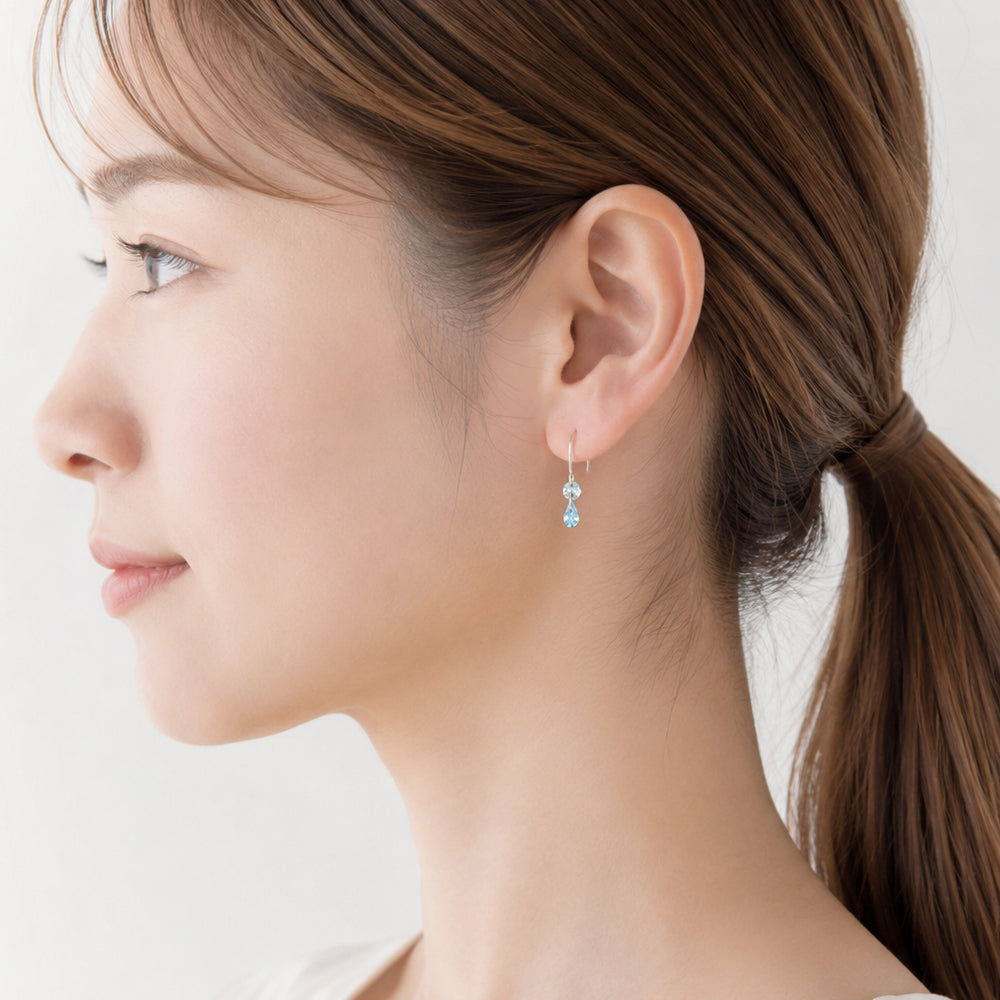 金属アレルギー対応 ステンレス 2連 カラーキュービックピアス