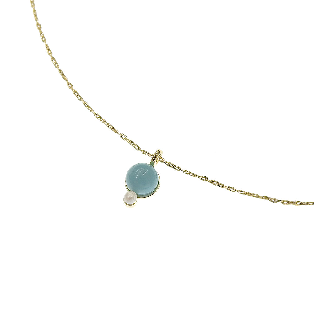 ターコイズ プチパール ネックレス 涼しげ シンプル パール 金属アレルギー対応 日本製 itam