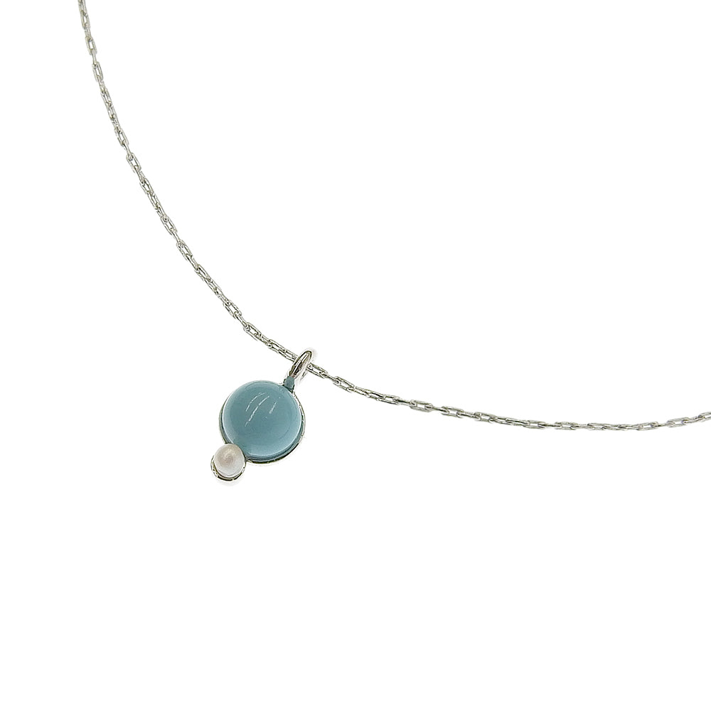 ターコイズ プチパール ネックレス 涼しげ シンプル パール 金属アレルギー対応 日本製 itam