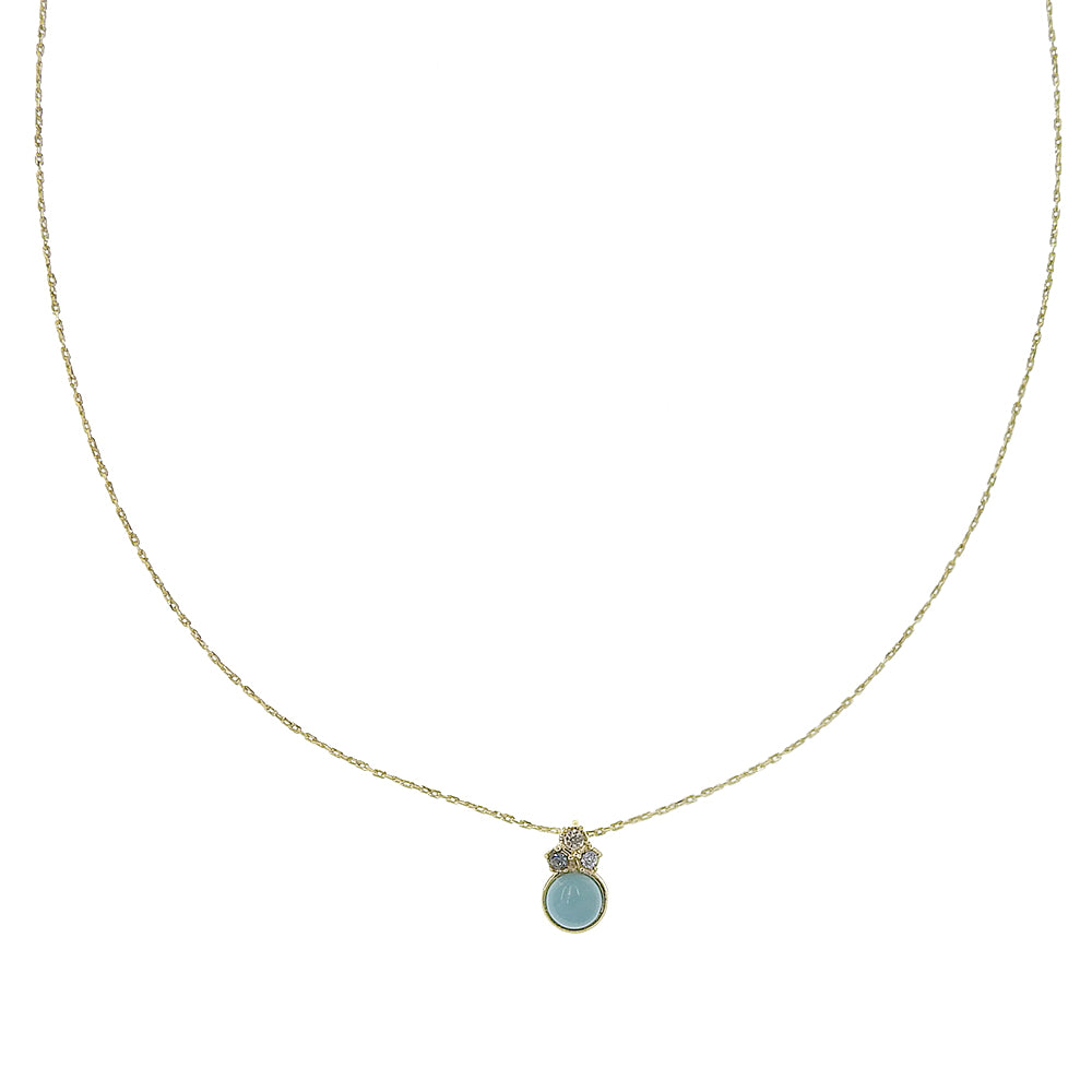 ターコイズ ホワイトムーンストーン ミニカラーストーン ネックレス 涼しげ かわいい 小ぶり 金属アレルギー対応 日本製 itam