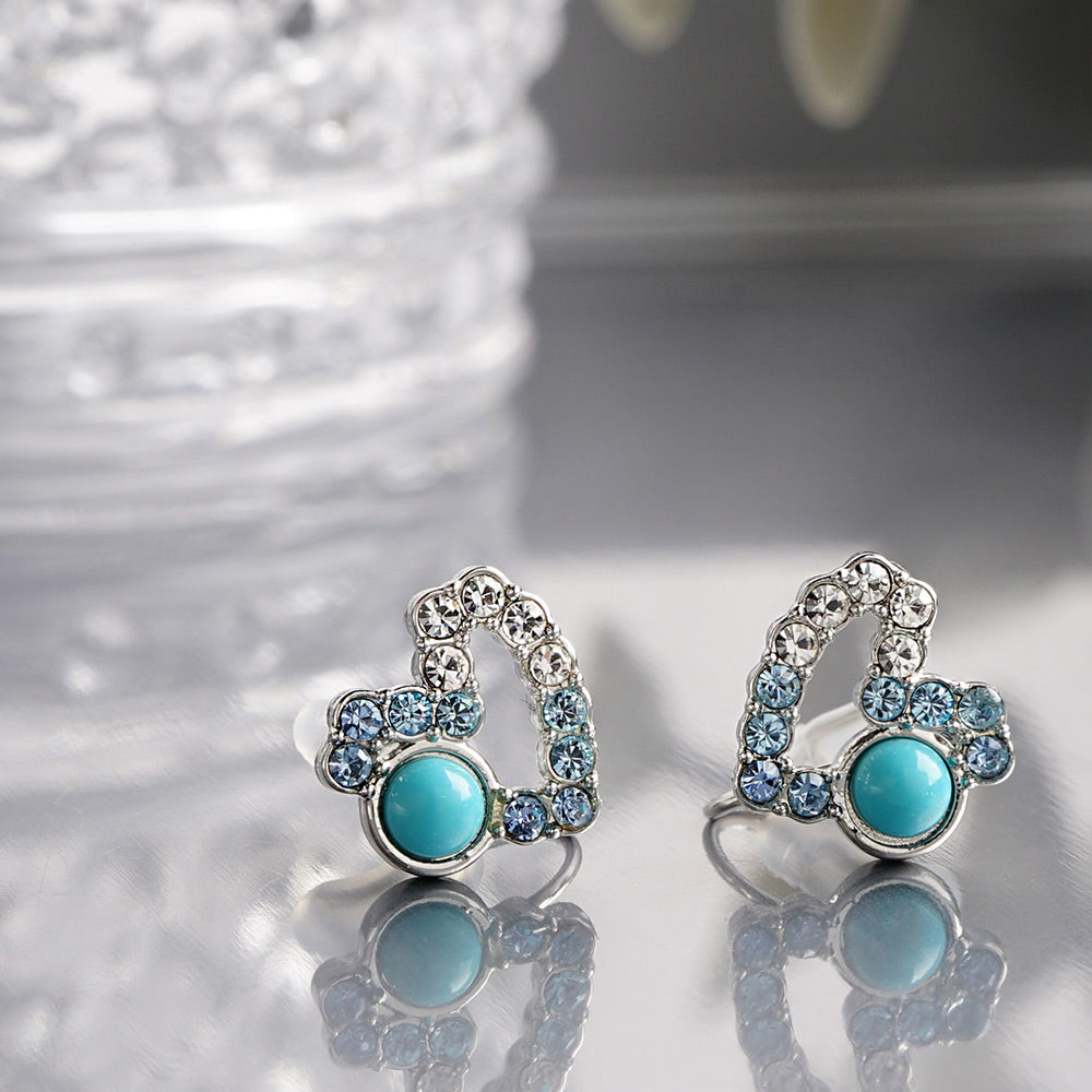 ターコイズ パヴェハート ノンホールピアス