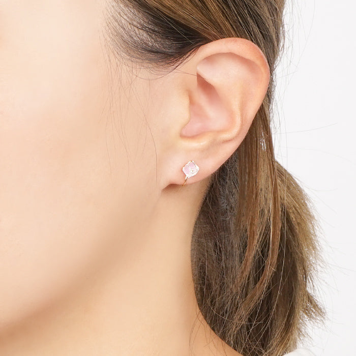 カラーストーン キューブノンホールピアス ノンホールピアス 痛くない イヤリング 金属アレルギー対応 日本製 itam