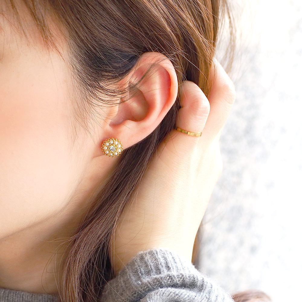 パールビジュー ノンホールピアス