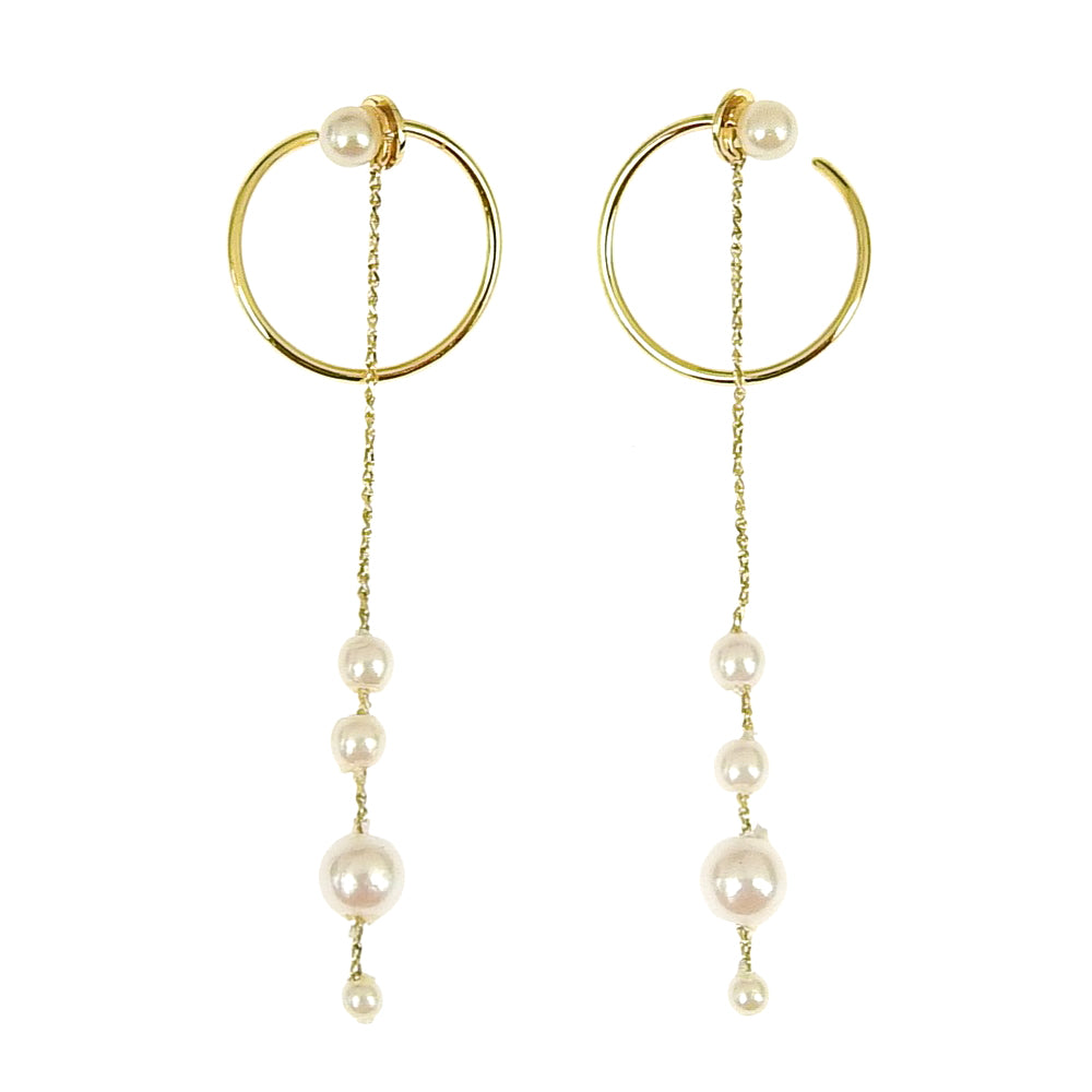 パールチェーン スパイラルダブルピアス