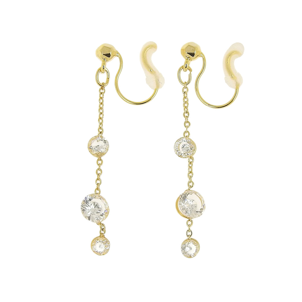 【8/20再入荷】【itam人気商品】3連キュービックジルコニア ノンホールピアス ゴールド