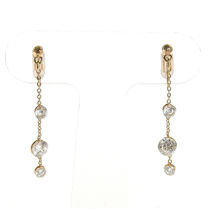 【8/20再入荷】3連キュービックジルコニアノンホールピアス ヌードゴールド