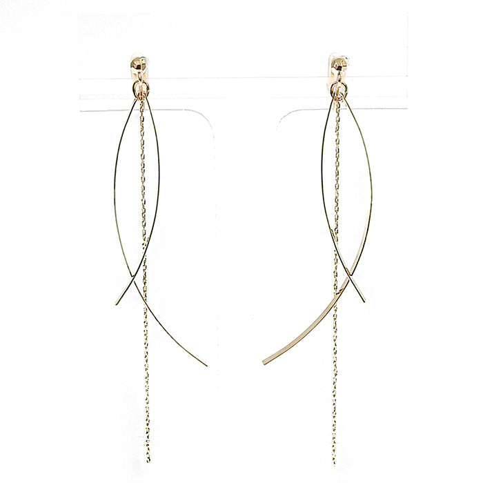 ロングチェーン ノンホールピアス 痛くない イヤリング 金属アレルギー対応 日本製 itam 揺れる