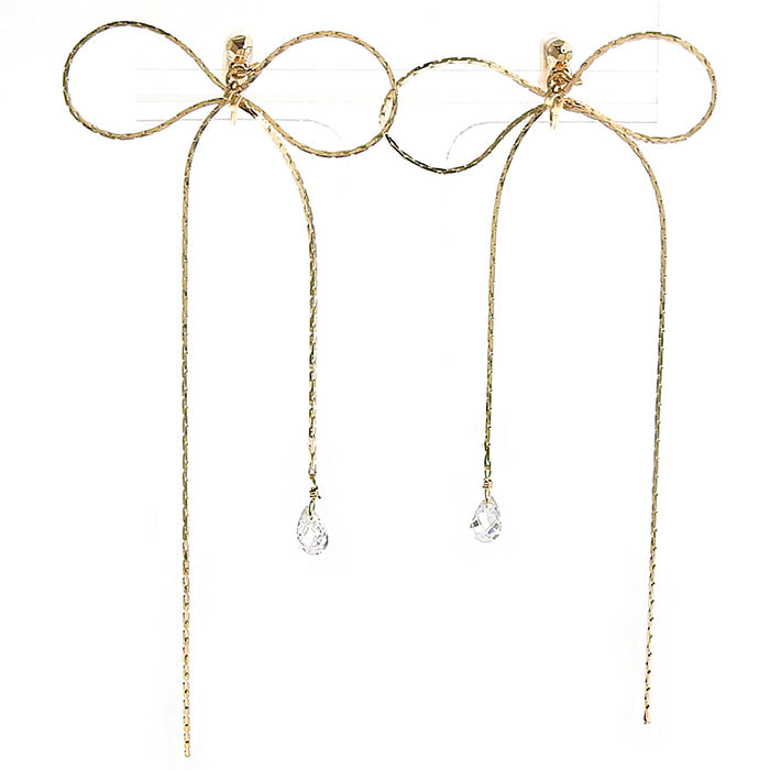 リボンノンホールピアス ピンクゴールド