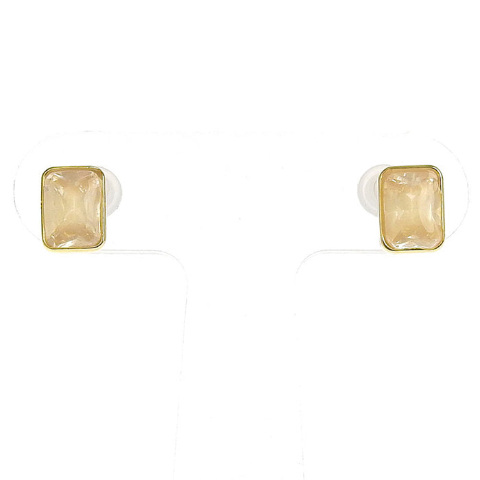 スクエアキュービックジルコニア セラミックポストピアス