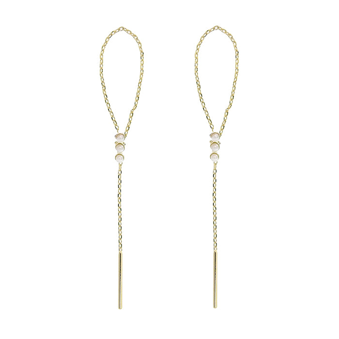 3連パールチェーンピアス