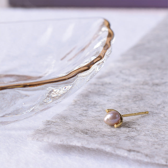 Natural stone 淡水パール シングルピアス