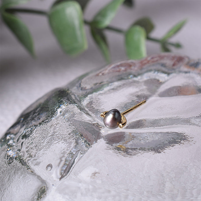 Natural stone 淡水パール シングルピアス
