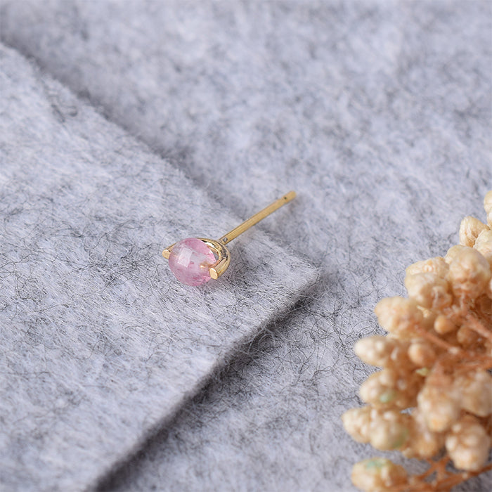 Natural stone ピンクエピドート シングルピアス