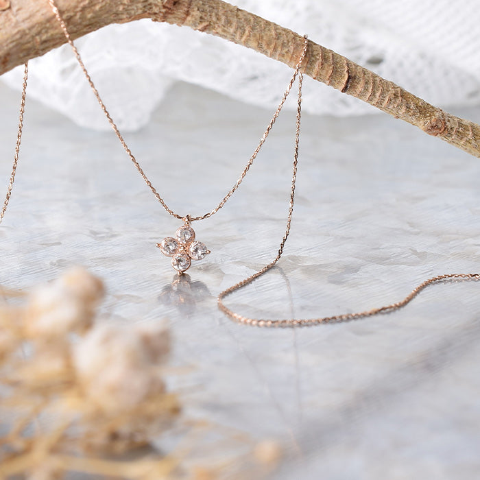 【NEW Color】キュービックジルコニア フラワー ネックレス