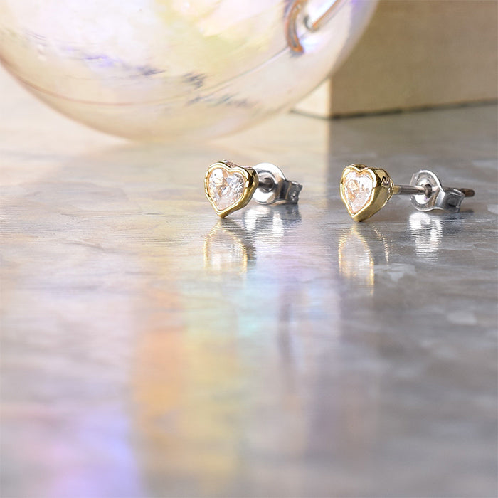 キュービックジルコニア ハートピアス