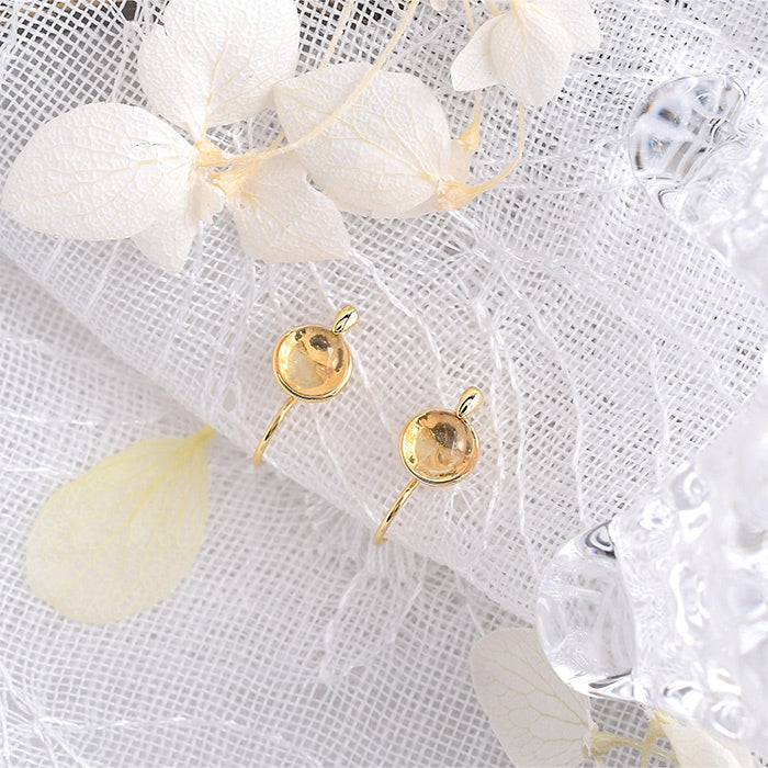 【11月 誕生石】 シトリン ノンホールピアス 痛くない イヤリング 金属アレルギー