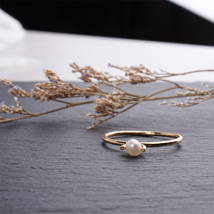 Natural stone×Sterling silver 淡水パールリング #11