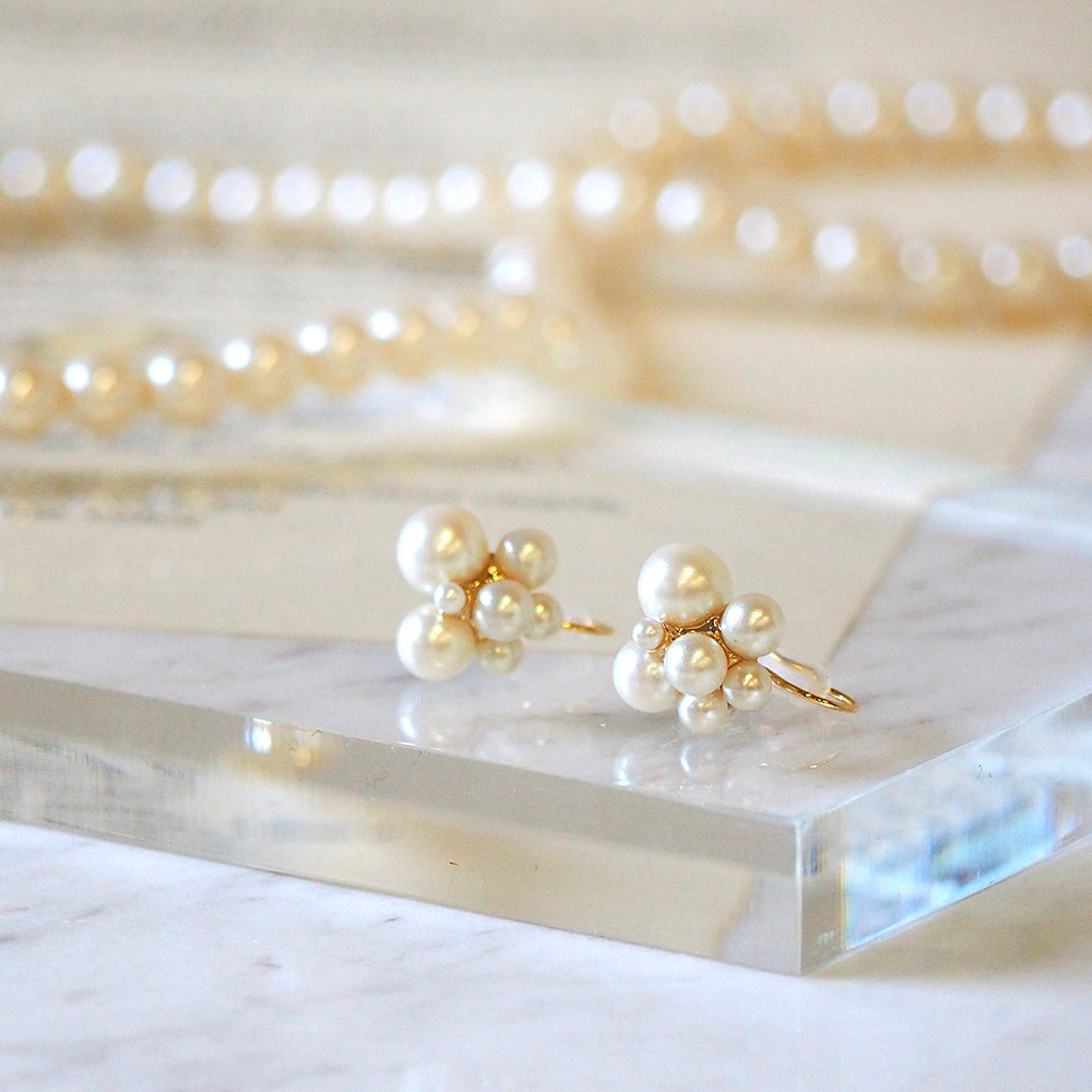 パール ノンホールピアス 痛くない イヤリング 金属アレルギー対応 日本製 itam ピアスみたいに見える