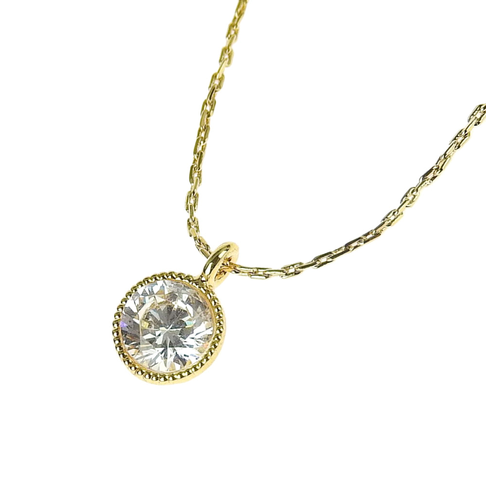 一粒キュービックジルコニア ネックレス