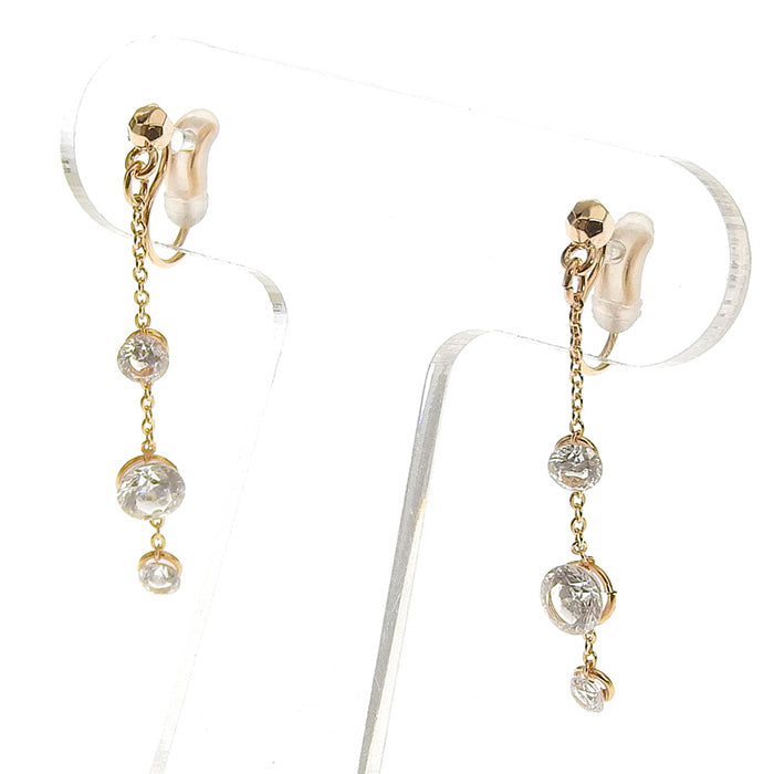 【8/20再入荷】3連キュービックジルコニアノンホールピアス ヌードゴールド