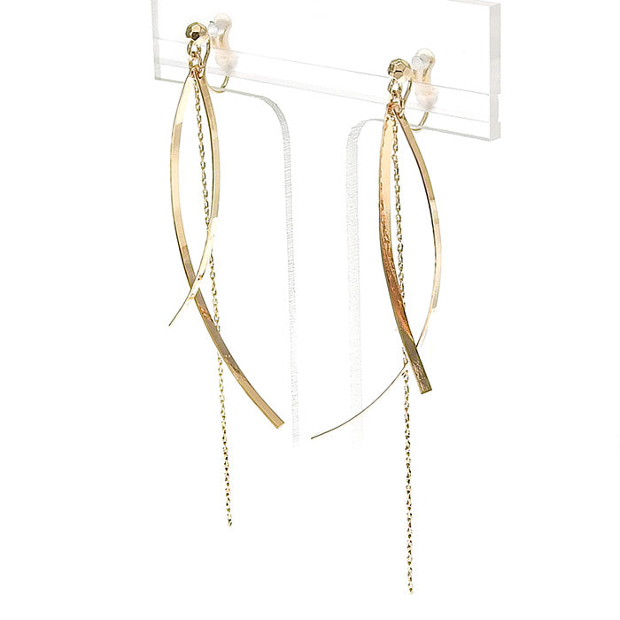 ロングチェーン ノンホールピアス 痛くない イヤリング 金属アレルギー対応 日本製 itam 揺れる