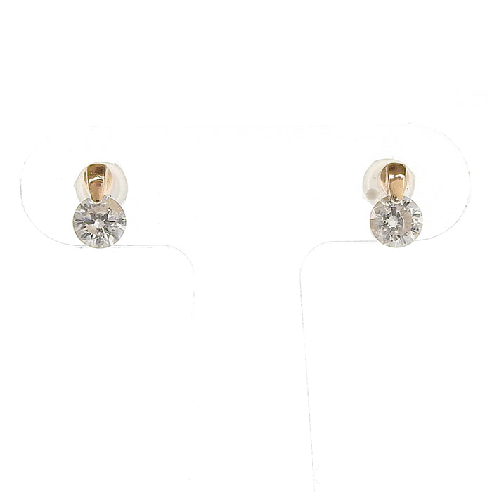 キュービックジルコニア セラミックポストピアス ヌードゴールド