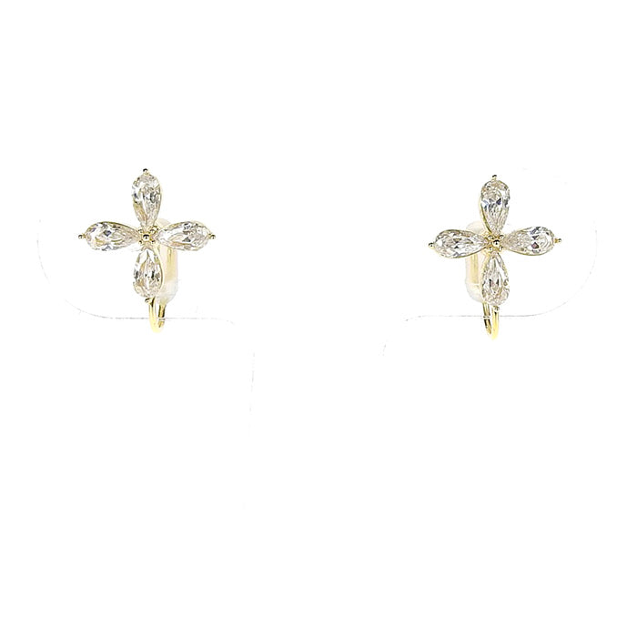 【NEW Color】キュービックジルコニア フラワー ノンホールピアス