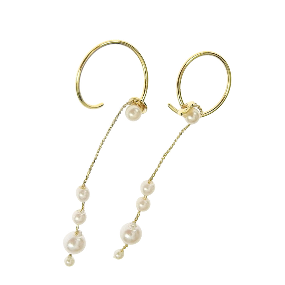 パールチェーン スパイラルダブルピアス