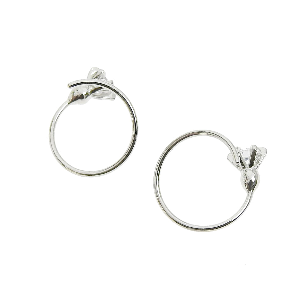 1粒キュービックジルコニア スパイラルダブルピアス シルバー