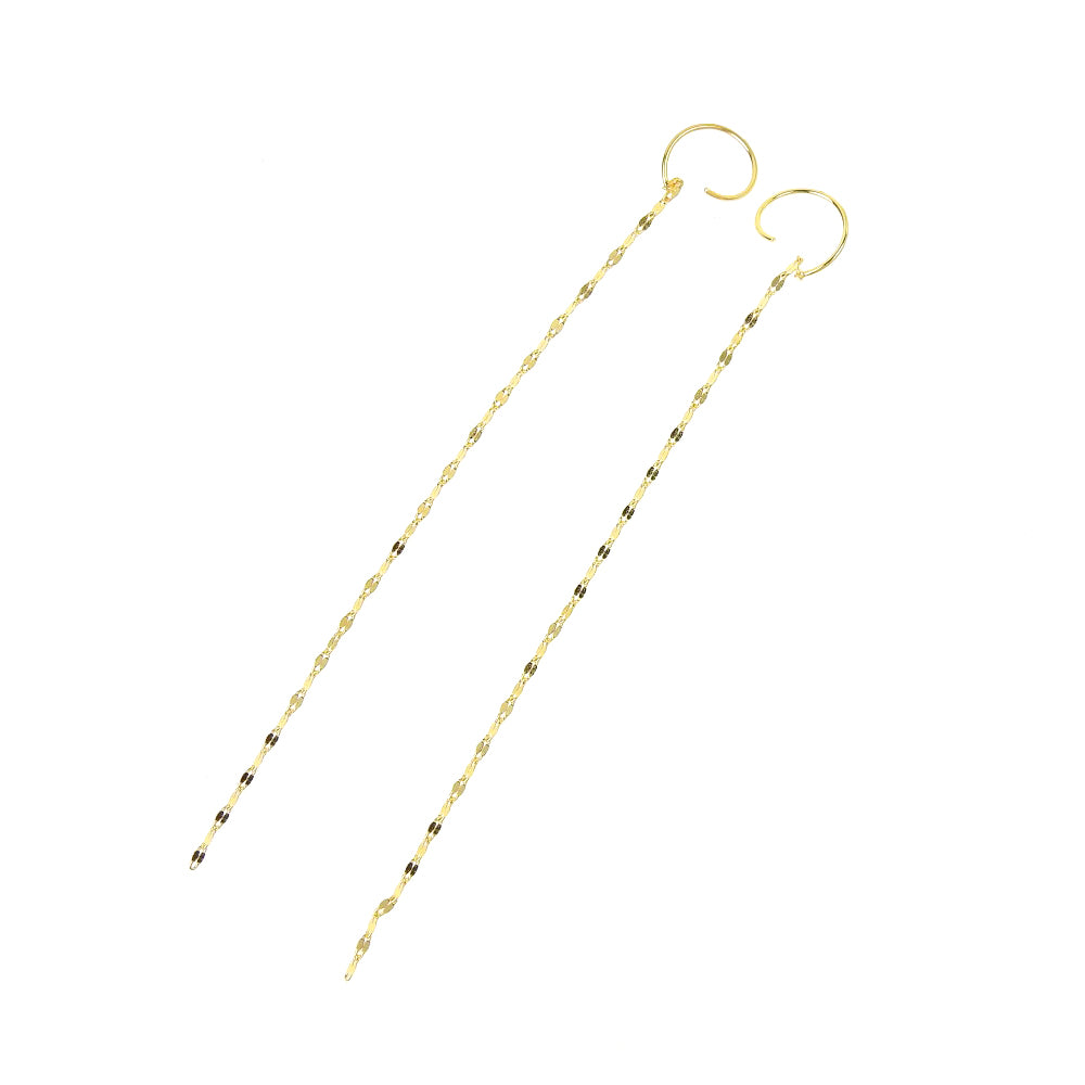 ロングチェーン スパイラルダブルピアス