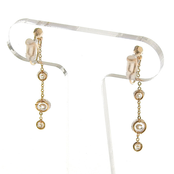 【8/20再入荷】3連キュービックジルコニアノンホールピアス ヌードゴールド